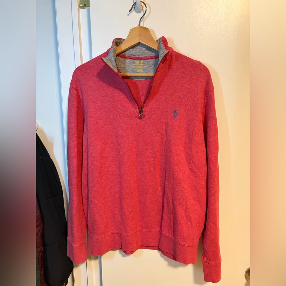 Polo by Ralph Lauren Men's Coral Zip-Up Sweater